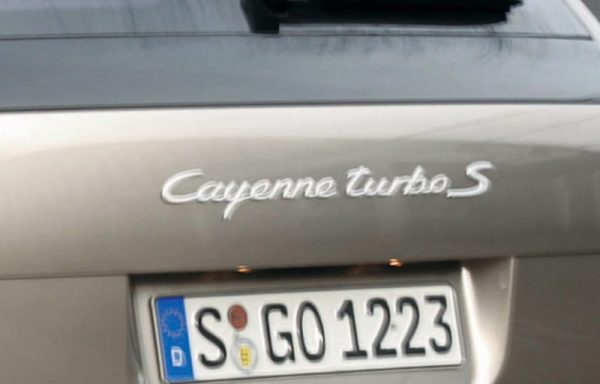 OEM Porsche Emblem - "Cayenne Turbo S" in Silver