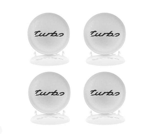 OEM Porsche Carrera 1995-2019 Cayenne, Sport Techno or Cayenne S Center Cap Set - "turbo" Logo