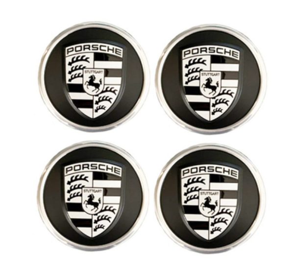 OEM Porsche Fits Most Taycan Wheels & Boxster 25th Anniversary Center Cap Set (Silver Emblem)