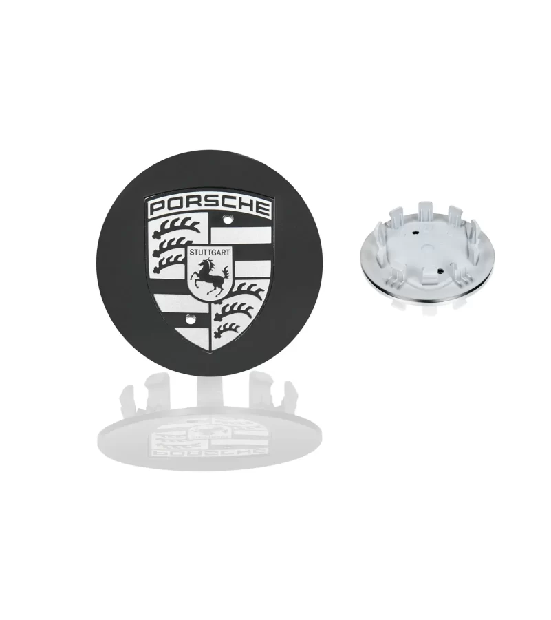 OEM Porsche Silver Crest Emblem Cayenne Offroad Wheel Center Cap Set - Image 2