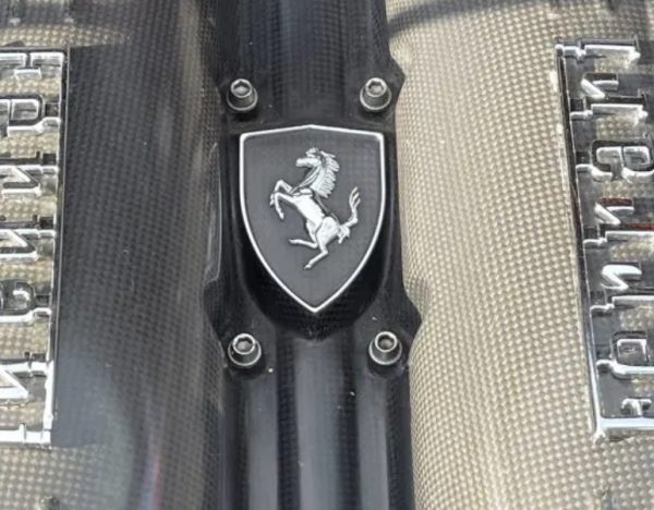 GENUINE OEM 218327 FERRARI 430 AESTHETIC COVER CARBON FIBER BADGE EMBLEM NEW