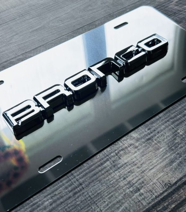 OEM 3D Ford Bronco Chrome On Chrome License Plate New Aluminum Universal Fits All Models