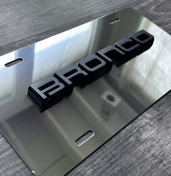 OEM 3D Ford Bronco Matte Black On Chrome License Plate New Aluminum Universal All Models