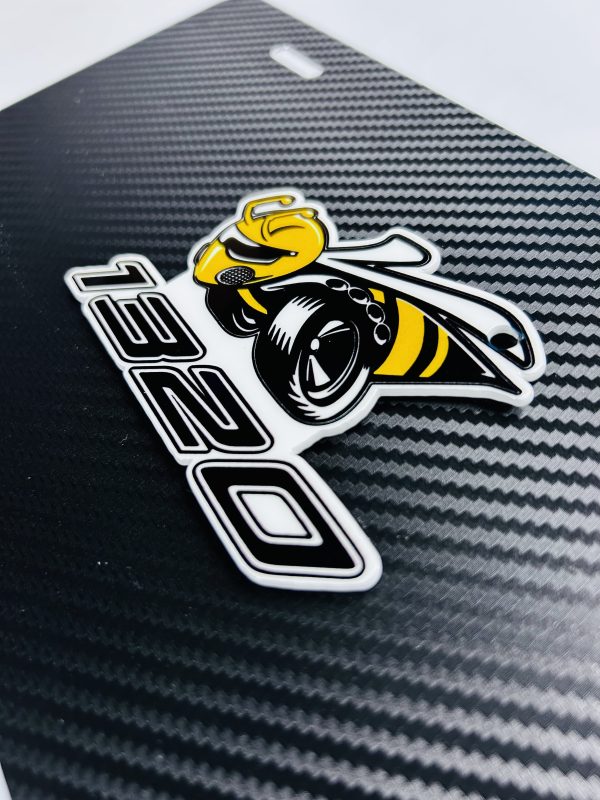 OEM 3D Dodge Mopar Dodge 1320 Rumble Bee Super Bee Carbon Fiber License Plate New (1)PC Licensed Product Thin Aluminum Rare! Fits Challenger / Charger / SRT8 / RT / 392 / Jeep / RAM / Magnum / 300c