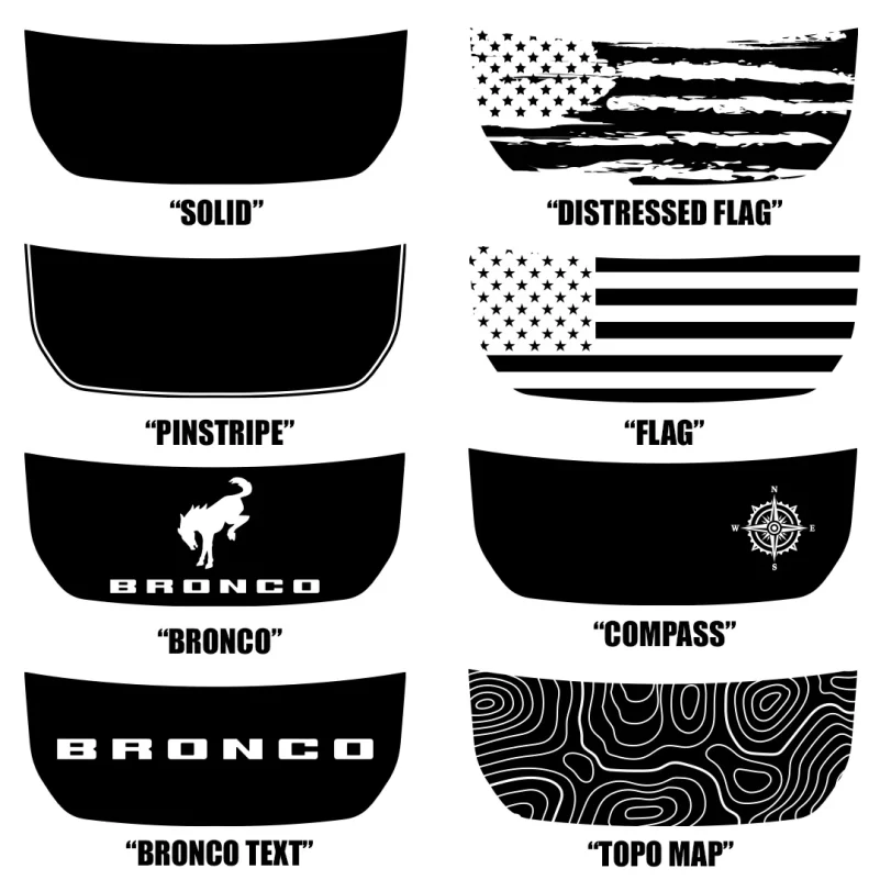 Custom Ford Bronco Center Graphic Hood Decal New Oracle Vinyl 1PC Fits Newer Model Bronco & Roush