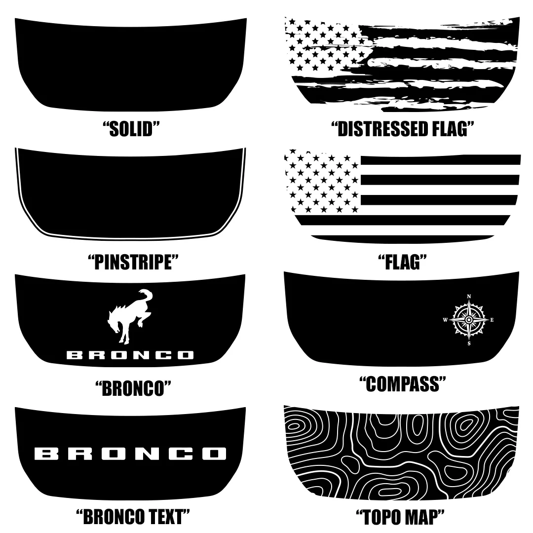 Custom Ford Bronco Center Graphic Hood Decal New Oracle Vinyl 1PC Fits Newer Model Bronco & Roush