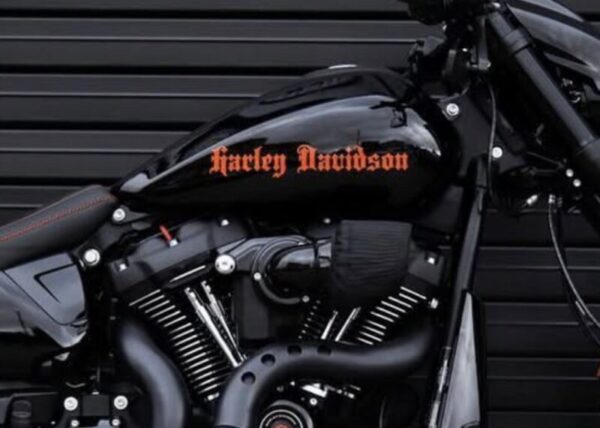 Harley Davidson Custom Old English Style #17 Motorcycle Gas Tank Decals Stickers 2PC Set New OEM RARE