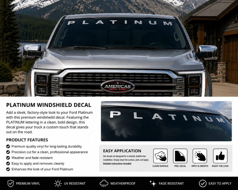 OEM Ford Platinum Bold Windshield Banner Decal New 1PC Fits SUV & Pickup Trucks USA - Image 2