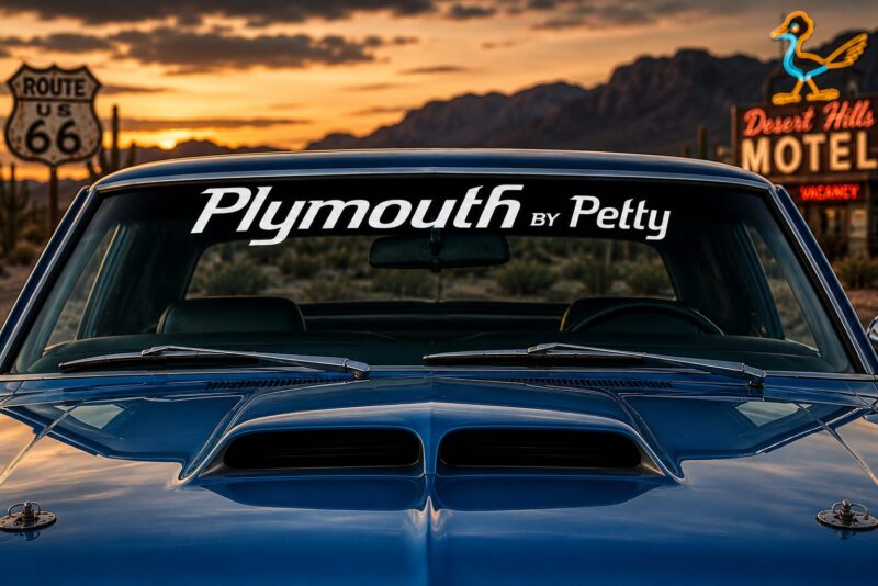 OEM Plymouth By Petty Center Windshield Banner Decal New 1PC Fits All models (Letters Only)