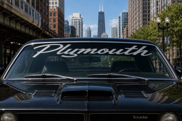 OEM Plymouth Vintage Center Windshield Banner Decal New 1PC Fits All models (Letters Only)