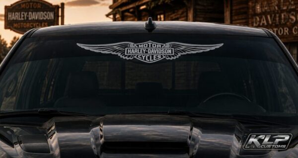 OEM Ford Harley Davidson Shield Wings Truck Windshield Banner Decal New 1PC Fits SUV & Pickup Trucks USA