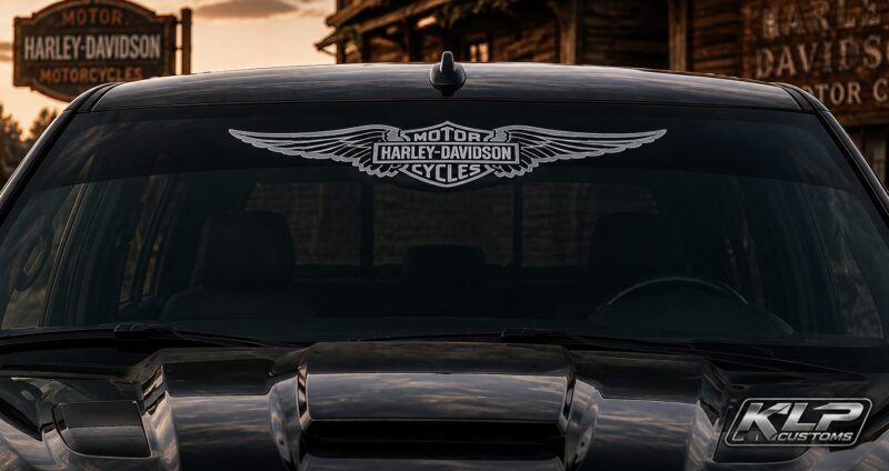 OEM Ford Harley Davidson Shield Wings Truck Windshield Banner Decal New 1PC Fits SUV & Pickup Trucks USA