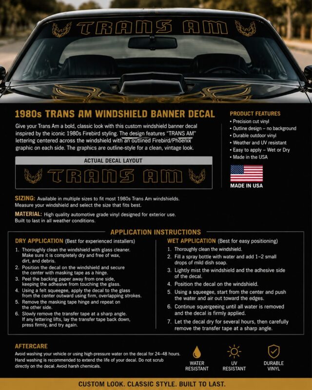 OEM Pontiac Trans Am Outlined Windshield Banner Decal New 1PC Fits All models - Image 2