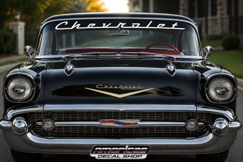 OEM 1957 Chevrolet Bel Air Windshield Decal Banner Fits All Models NEW 1PC USA 52”