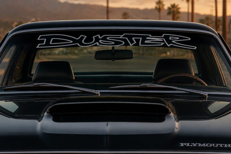 OEM Plymouth Duster Center Outline Windshield Banner Decal New 1PC Fits All models (Letters Only)